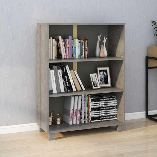 Maison Exclusive - HAMAR-kirjasto Harmaa vaalea 85x35x112 cm Massiivipine Ljusgrått