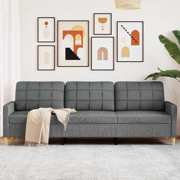 Divaani - MAISON EXCLUSIVE - 3 paikkaa 210 cm - Tummanharmaa - Polyesterikangas - Metallirunko Mörkgrå