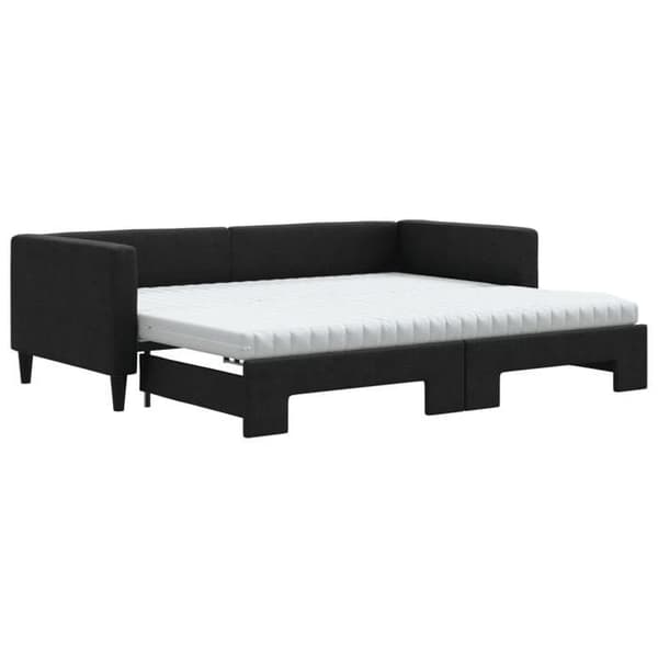 Maison Exclusive - Senge med udtræk og sort madras 90x190 cm stof
