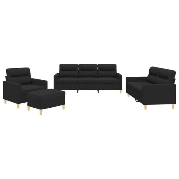 Maison Exclusive - 4-delars soffgrupp med kuddar Svart Tyg