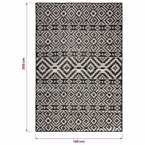 Maison Exclusive - Udendørs fladvævet tæppe 140x200 cm Sorte striber Svart