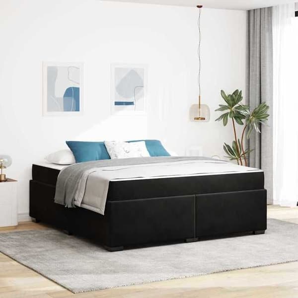 Maison Exclusive - Sengestel med madras Sort 180 x 200 cm stof