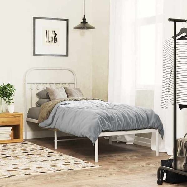 Sengestel - EKSKLUSIV HUS - 75 x 190 cm - Metal - Hvid - Lamelseng Vit