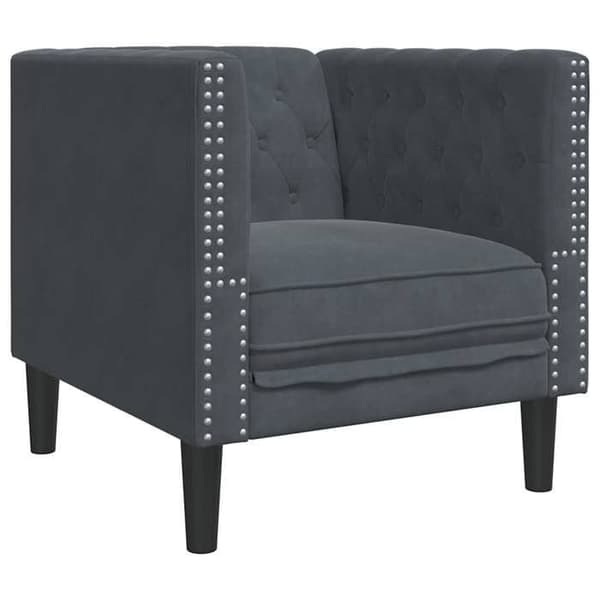 Sofa - EKSKLUSIVT HUS - Chesterfield - Premium velour - Dyb quiltning - Mørkegrå Mörkgrå