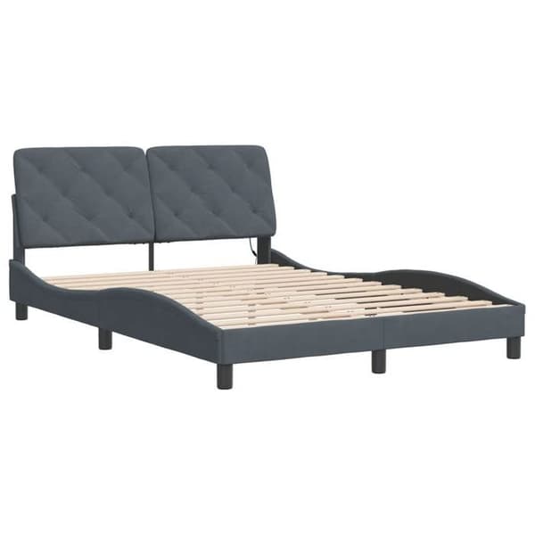 Maison Exclusive - Sängram med LED utan madrass mörkgrå 120x200cm sammet Mörkgrå