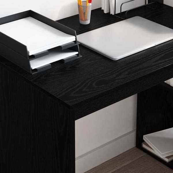 Maison Exclusive - Kontor Sort egetræ Ingeniørtræ 108 x 55 x 103,5 cm svart ek