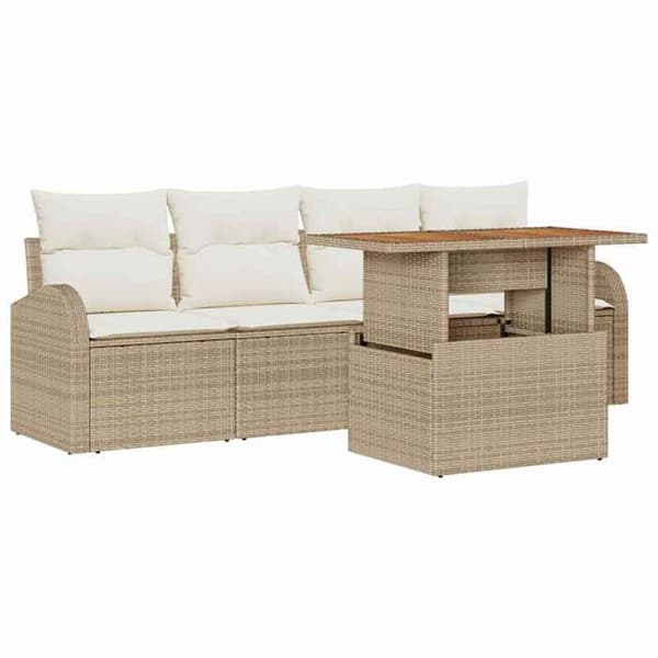 Maison Exclusive - 5 osan puutarhakalustesetti Beige ja kerma