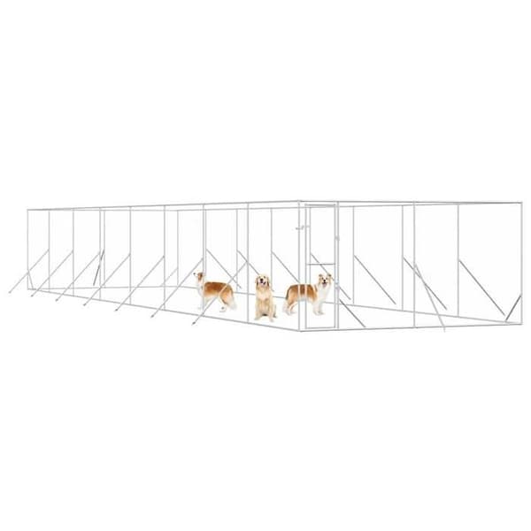 Maison Exclusive - Utomhus hundbur silver 4x16x2 m galvaniserat stål Silver