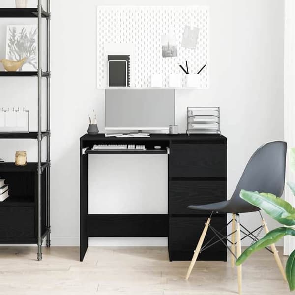 Maison Exclusive - Kontor i sort egetræ 90x45x76 cm ingeniørtræ svart ek