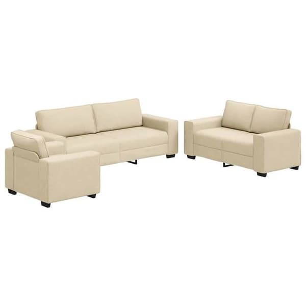 Maison Exclusive - 3-delt sofa sæt med puder i cremefarvet stof