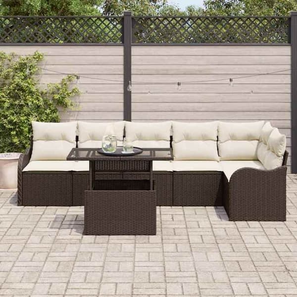 Maison Exclusive - 7-delars soffgrupp i brun polyrotting