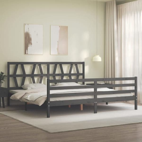 Sängynrunko - Exclusive-koti - Harmaa - Massiivipuu - 200x200 cm grå