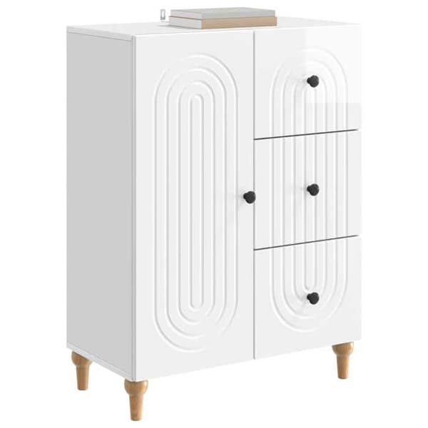 Maison Exclusive - Hvid glans buffet 66 x 34,5 x 90 cm Ingeniørtræ
