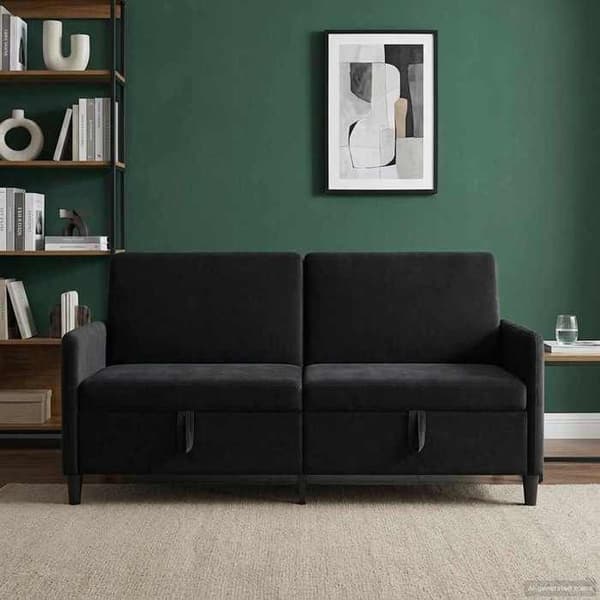 Maison Exclusive - Sohva säilytyksellä Musta 172 x 78 x 87 cm Polyesteri
