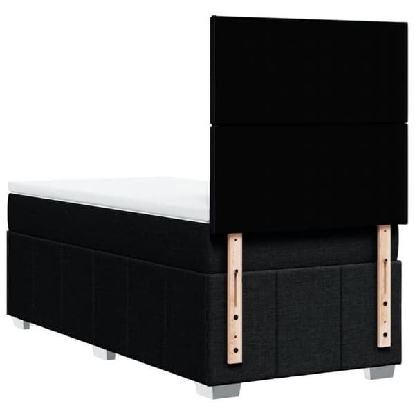 Maison Exclusive - Sengebund med lameller og madras Sort 100x200 cm Stof