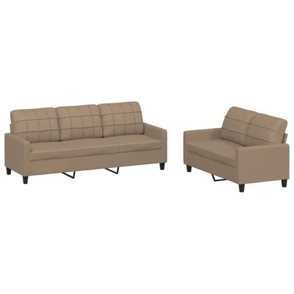 Maison Exclusive - Set med 2 soffor med kuddar Cappuccino Konstläder