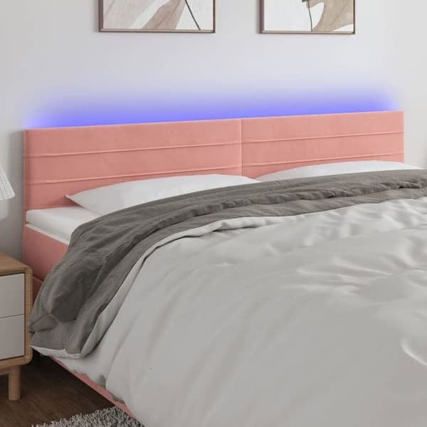 Maison Exclusive - LED-päätyruutu Vaaleanpunainen 200x5x78/88 cm Sametti Ros