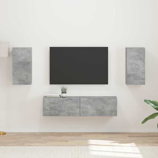 Maison Exclusive - TV-møbel sæt 4 dele Grå beton Ingeniørtræ