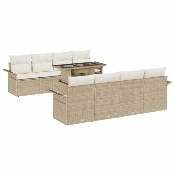 Maison Exclusive - 9-delt havemøbel sæt i beige polyrotin