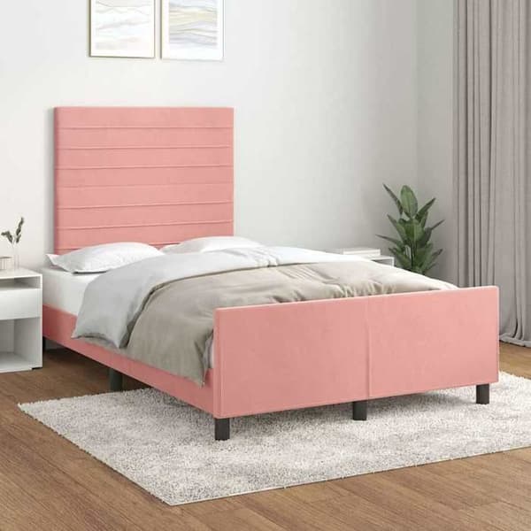 Maison Exclusive - Sängram utan madrass rosa 120x200 cm sammet