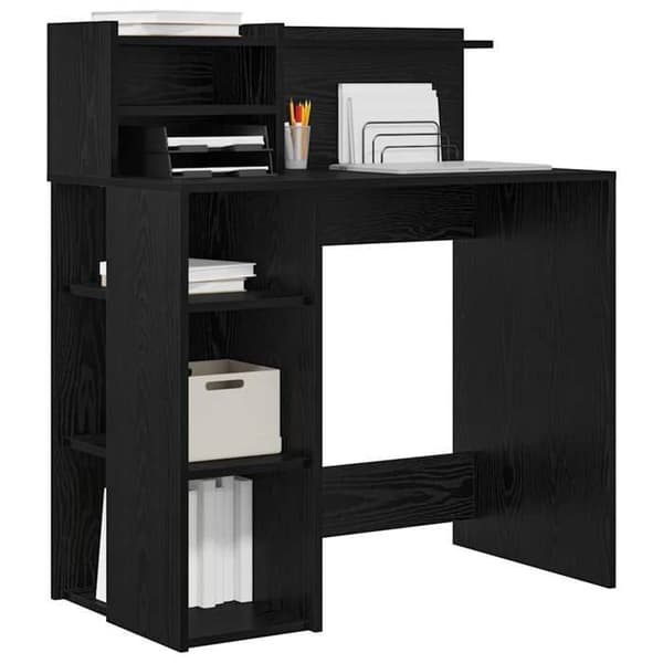 Maison Exclusive - Kontor Sort egetræ Ingeniørtræ 90 x 48 x 101,5 cm