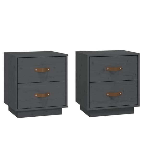 Maison Exclusive - Yöpöydät 2 kpl Harmaa 40x34x45 cm Massiivipuu Grå