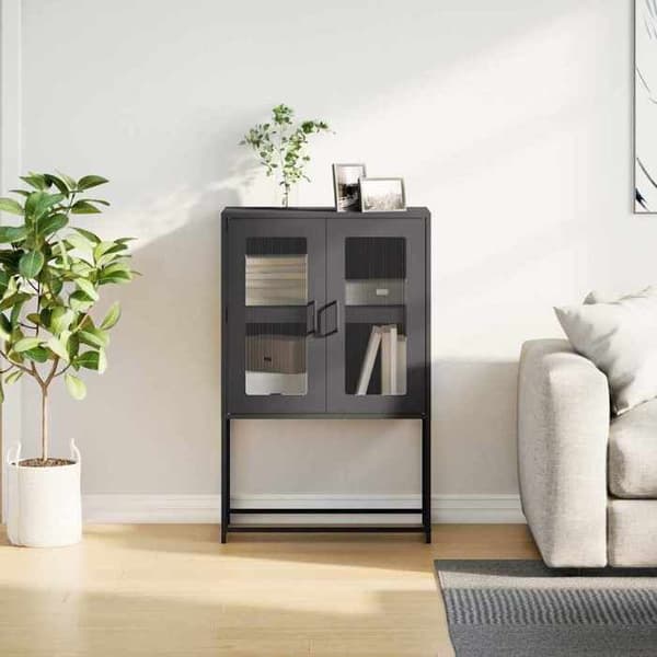 Maison Exclusive - Sort høj buffet 68x39x107 cm stål Svart
