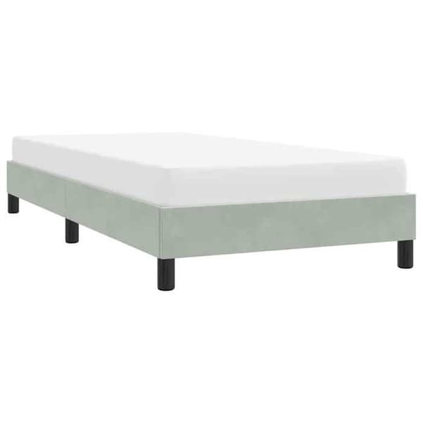 Sengestel - EKSKLUSIV HUS - 90x220 cm - Lys grå velour - Inkluderet lamelbund - Robuste ben Ljusgrått
