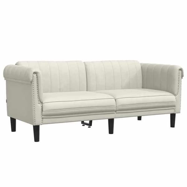 Soffa 2 platser - EXKLUSIVT HEM - Krämfärgad sammet - Polstrade säten - Robust ben - Modern design Grädde