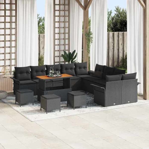 Maison Exclusive - Sæt af 14 pc have-sofaer i sort polyrotin Svart