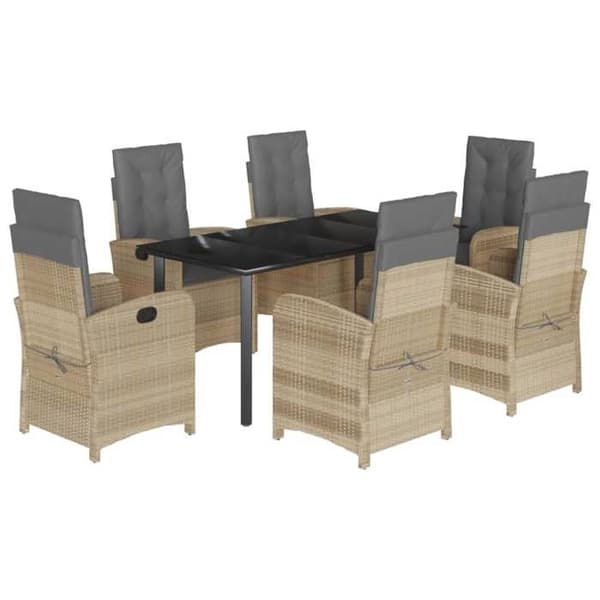 Maison Exclusive - Puutarhakalustesarja tyynyillä 7 kpl beige sekoitettu rottinki
