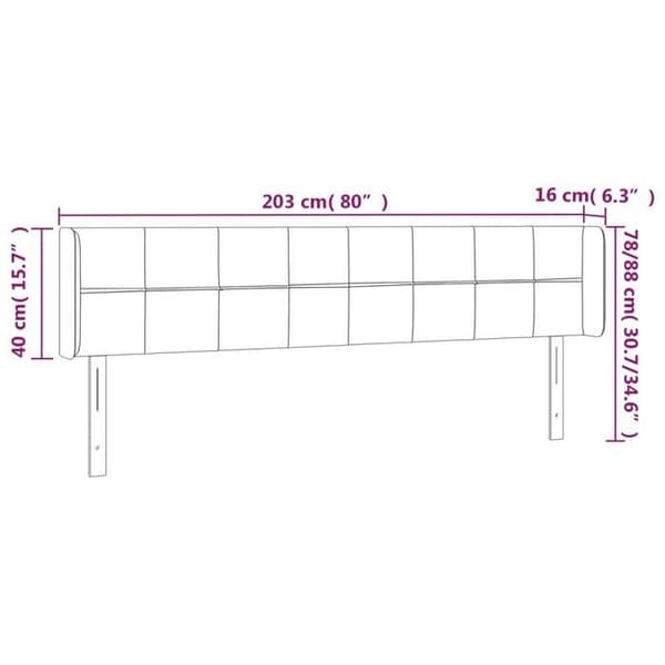 Maison Exclusive - LED-päätymustalla 203x16x78/88 cm sametti Svart