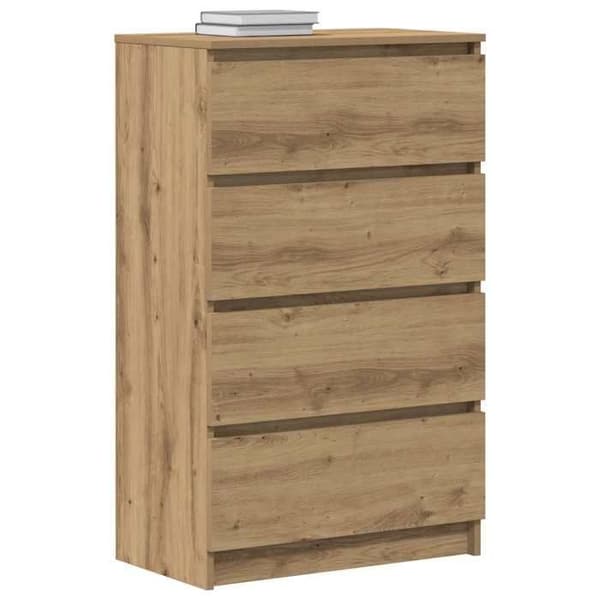Maison Exclusive - Buffet i egetræ, håndlavet 60x35x98,5 cm i ingeniørtræ Ek