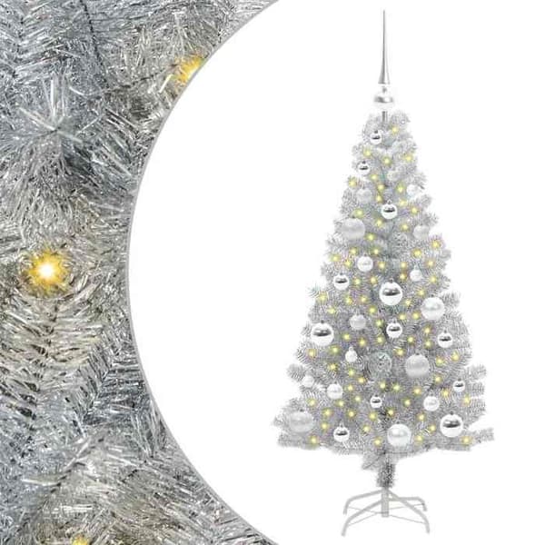 Juletræ - EKSKLUSIV HUS - PET - Sølv - 120 cm - LED USB Pengar
