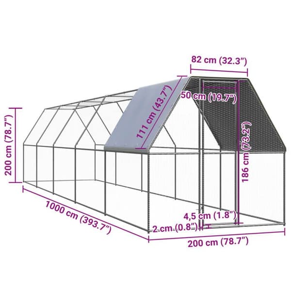 Maison Exclusive - Utomhus hönshus 2x10x2 m Galvaniserat stål