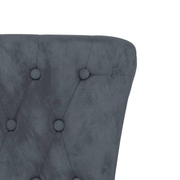 Maison Exclusive - Højrygget stol i mørkegrå velour med knapdesign