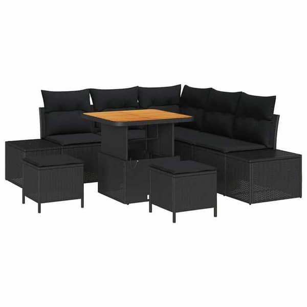 Maison Exclusive - 8 osan puutarhakalustesetti, musta polyrottinki