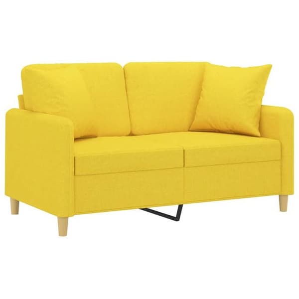 Maison Exclusive - Soffa 2 platser med ljusgula kuddar 120 cm tyg