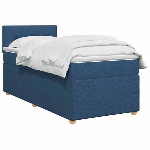 Maison Exclusive - Boxspring-sänky sinisellä patjalla 90 x 200 cm Kangas