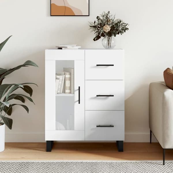 Buffet - EKSKLUSIVT HUS - Klassisk - Blank hvid - Ingeniørtræ - 69,5x34x90 cm Vit