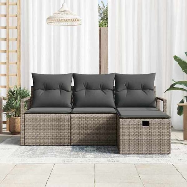 Trädgårdsmöbler - MAISON EXCLUSIVE - Modulär - Grå - Poly rattan och stål - Justerbart bord Grå