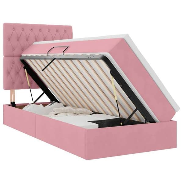 Maison Exclusive - Säng med förvaring och madrass Rosa 90 x 200 cm Sammet