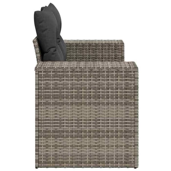 Maison Exclusive - Trädgårdssoffa 2 platser med grå kuddar i flätad resin