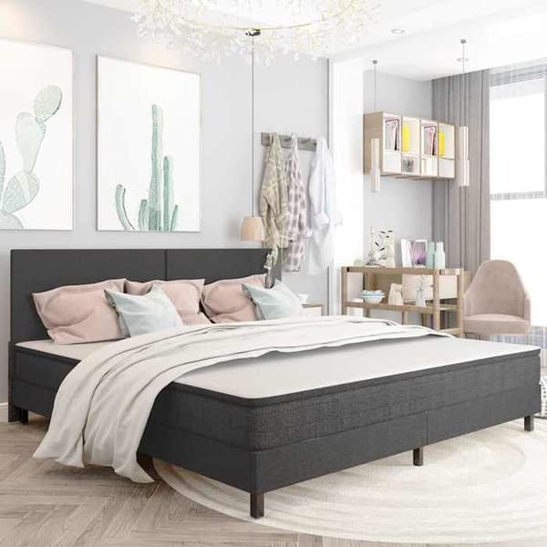 Sänkyrunko - MAISON EXCLUSIVE - 200x200 cm - Harmaa kangas - MDF ja metalli - 2 paikkaa Grå