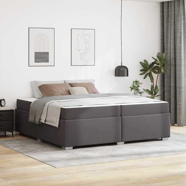 Sengestel med madras - EKSKLUSIV HUS - 200 x 200 cm - Grå - Lamelseng - Medium fast madras Grå