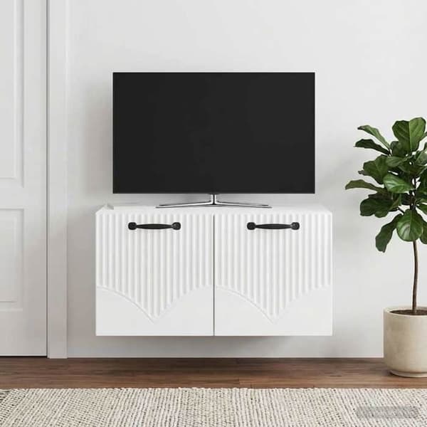 Exklusivt Hem - Väggmonterad TV-möbel Väggmontering Vit glansig 59,5 x 41 x 30 cm