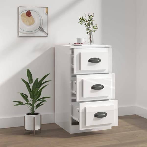 Maison Exclusive - Hvid glans buffet 36x35,5x67,5 cm ingeniørtræ