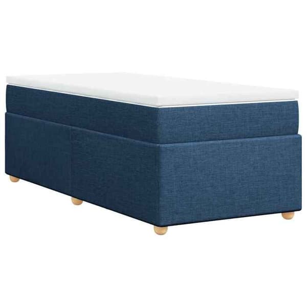 Maison Exclusive - Seng med lameller og madras Blå 100x200 cm Stof
