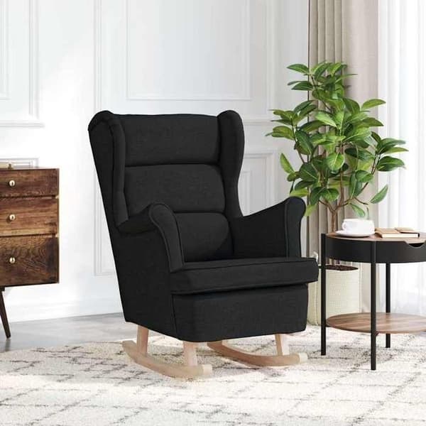 Gyngestol - EKSKLUSIV HUS - Lounge model - Sort - Polyester stof - 74x90x102 cm Sort
