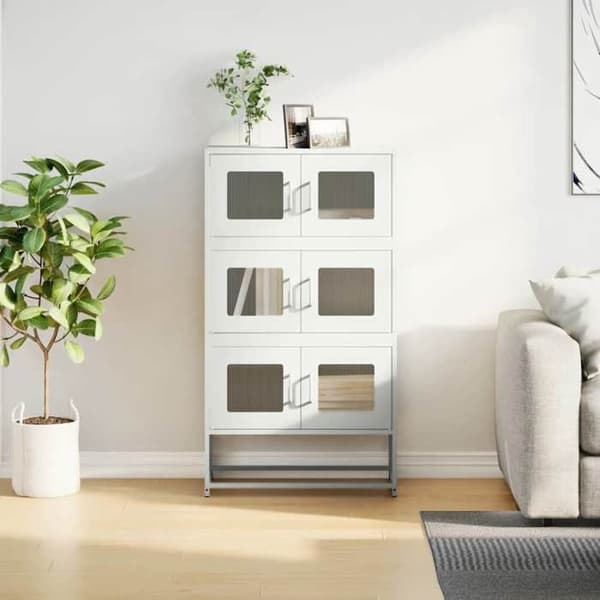 Maison Exclusive - Buffé hög vit 68x39x123 cm stål